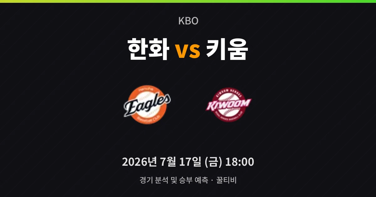 7월-17일 실시간중계 한화 vs 키움 경기 분석 및 예측