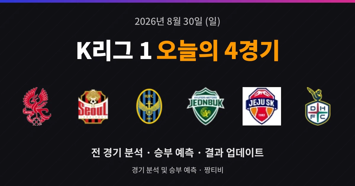 8월 30일 K리그 1 빅매치 4경기 분석