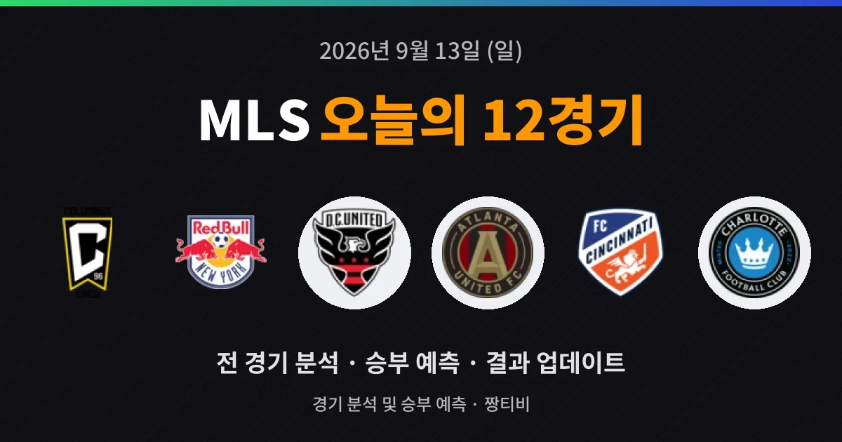 9월 13일 MLS 빅매치 12경기 미리보기