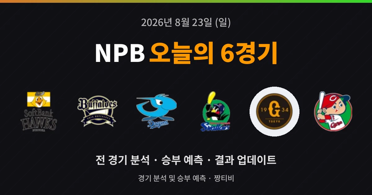 8월 23일 NPB 실시간중계 6경기 분석
