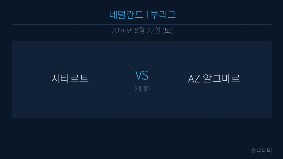 에레디시비 8월 22일 시타르트 vs AZ 알크마르 분석 대표 이미지