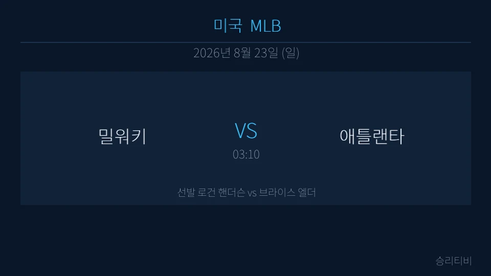 MLB 8월 23일 밀워키 vs 애틀랜타 분석 대표 이미지