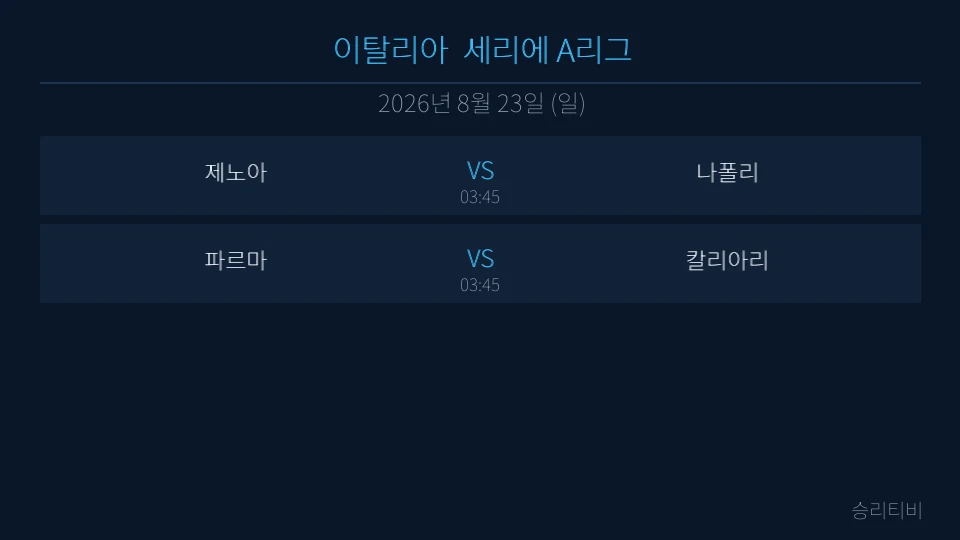 세리에 A 8월 23일 2경기 분석 대표 이미지