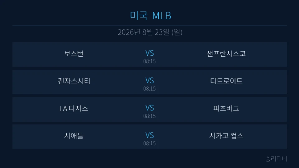MLB 8월 23일 4경기 분석 대표 이미지