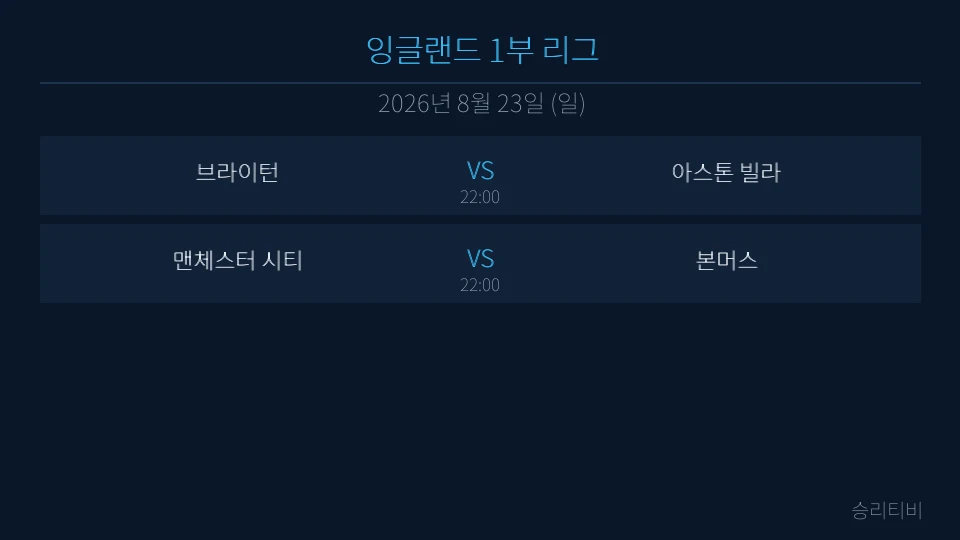 EPL 8월 23일 2경기 분석 대표 이미지