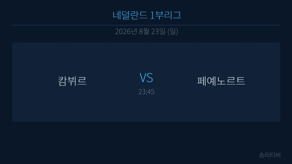 에레디시비 8월 23일 캄뷔르 vs 페예노르트 분석 대표 이미지