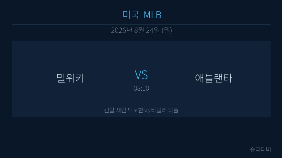 MLB 8월 24일 밀워키 vs 애틀랜타 분석 대표 이미지