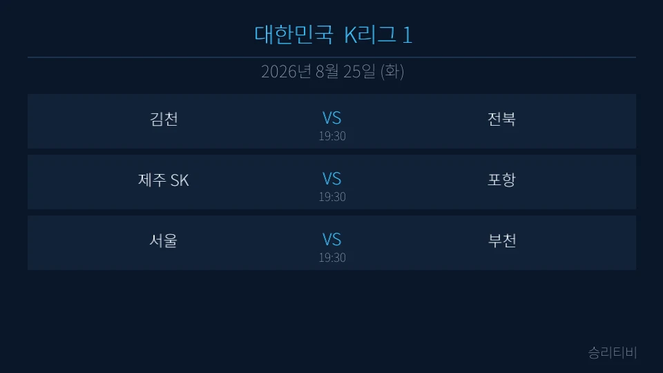 K리그 1 8월 25일 3경기 분석 대표 이미지