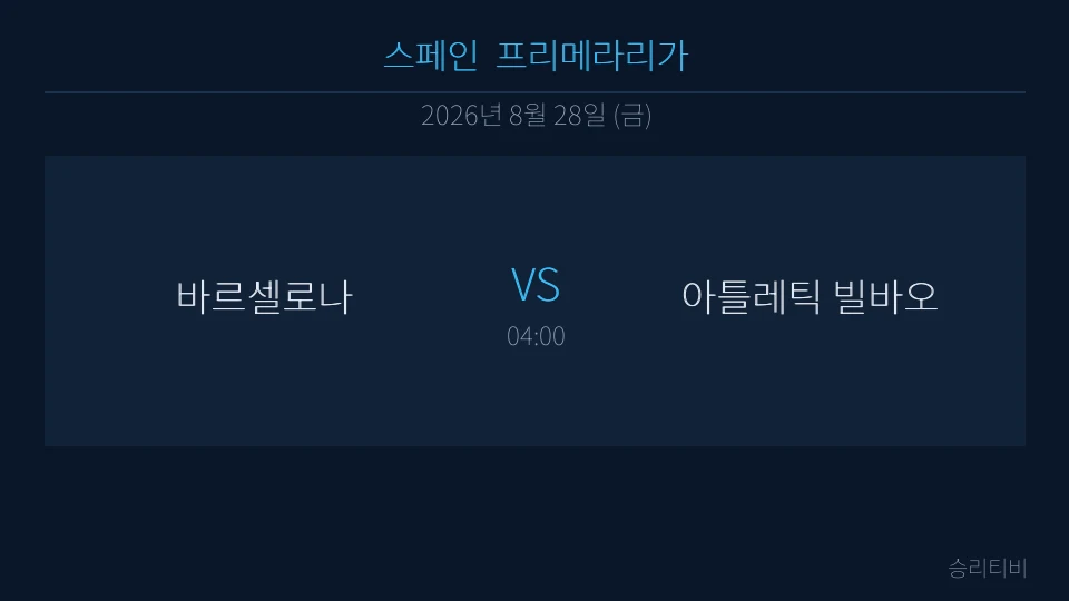 라리가 8월 28일 바르셀로나 vs 아틀레틱 빌바오 분석 대표 이미지
