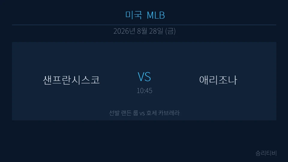MLB 8월 28일 샌프란시스코 vs 애리조나 분석 대표 이미지