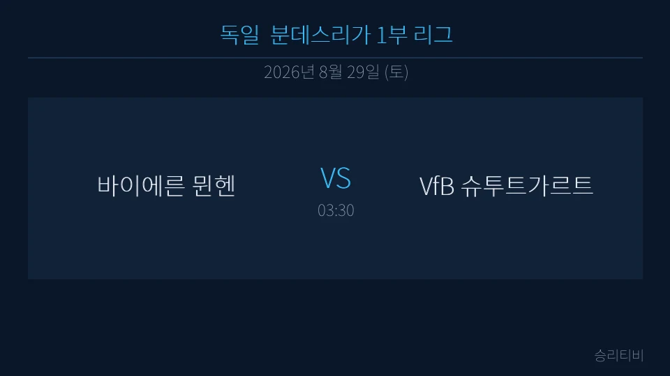 분데스리가 8월 29일 바이에른 뮌헨 vs VfB 슈투트가르트 분석 대표 이미지