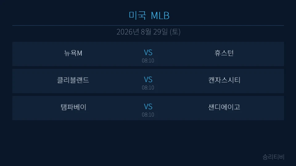 MLB 8월 29일 3경기 분석 대표 이미지