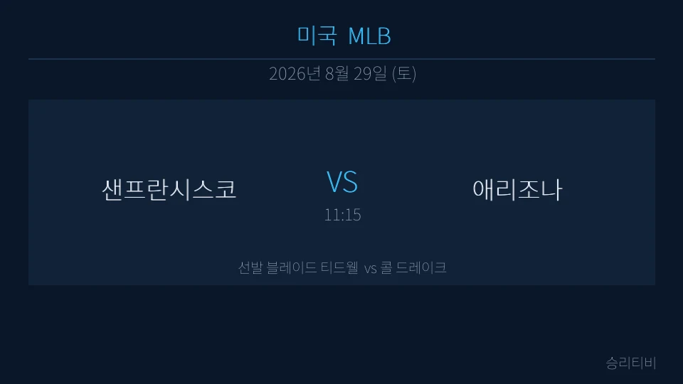 MLB 8월 29일 샌프란시스코 vs 애리조나 분석 대표 이미지