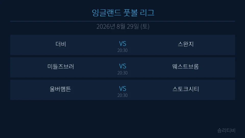 EFL 8월 29일 3경기 분석 대표 이미지