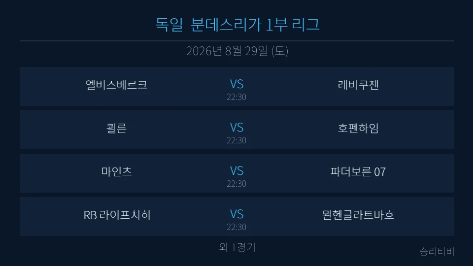 분데스리가 8월 29일 5경기 분석 대표 이미지