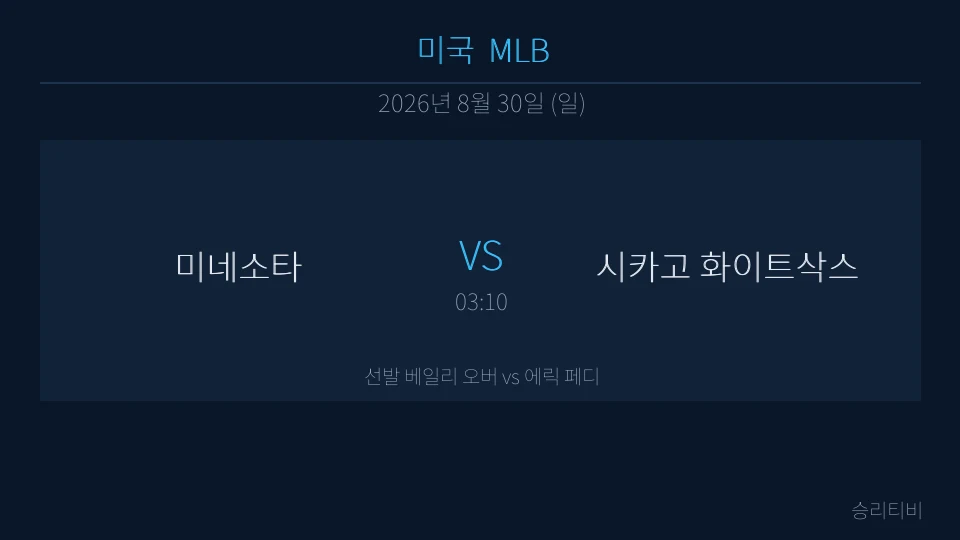MLB 8월 30일 미네소타 vs 시카고 화이트삭스 분석 대표 이미지
