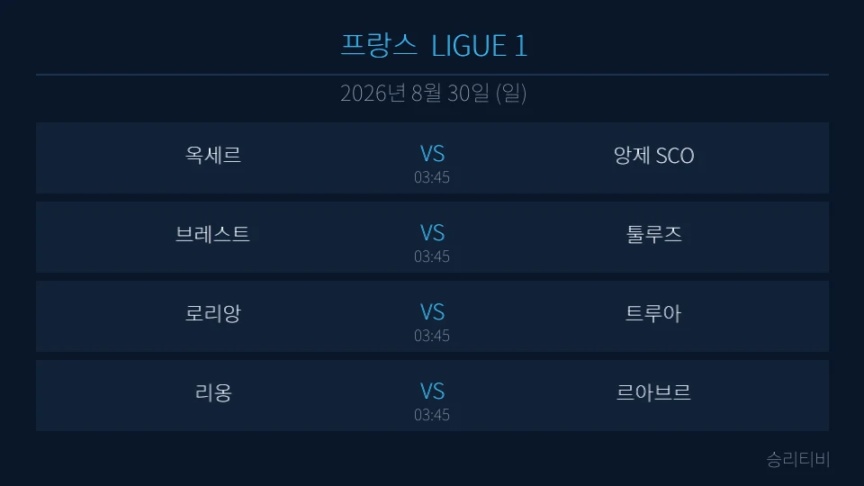 리그앙 8월 30일 4경기 분석 대표 이미지