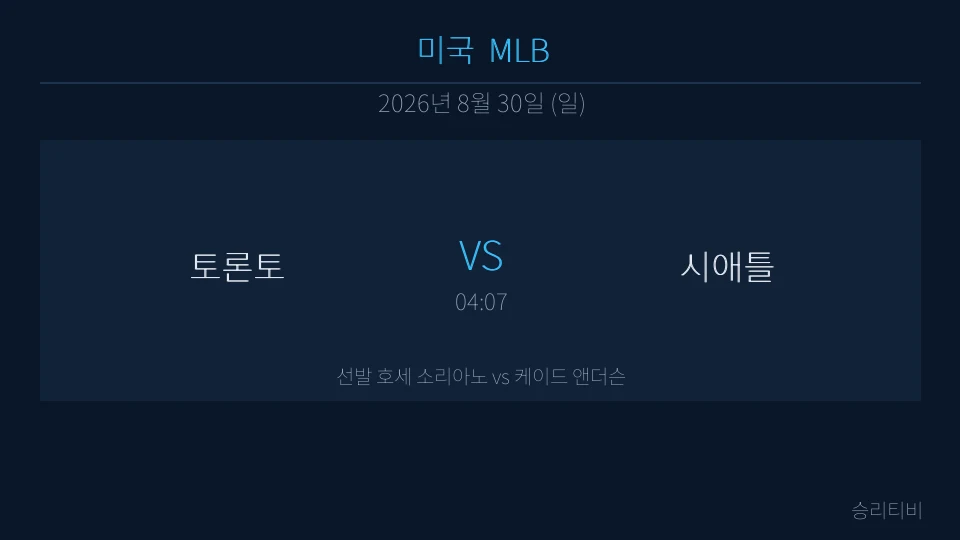 MLB 8월 30일 토론토 vs 시애틀 분석 대표 이미지