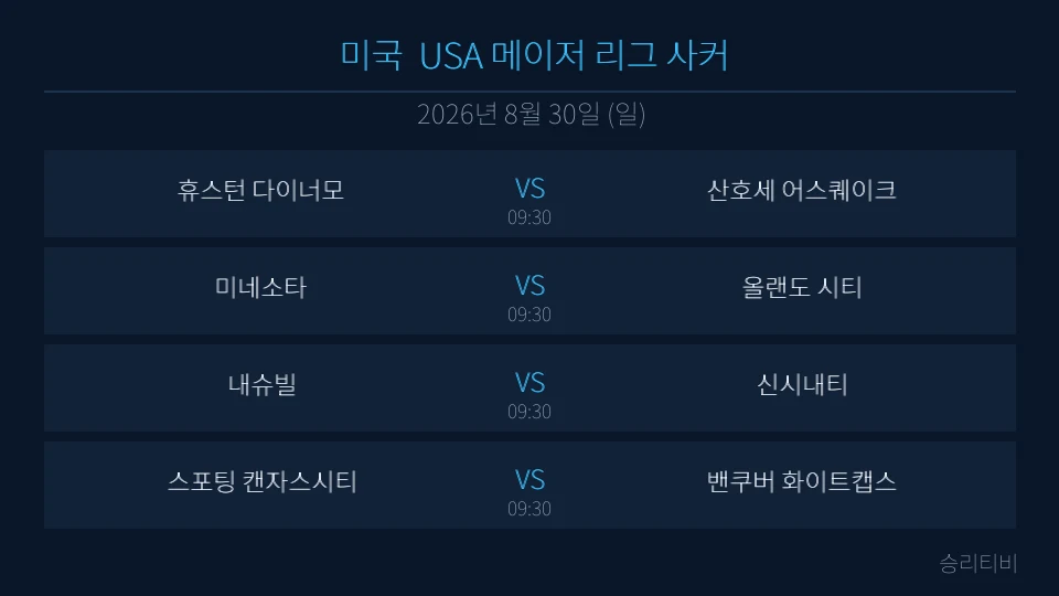 MLS 8월 30일 4경기 분석 대표 이미지