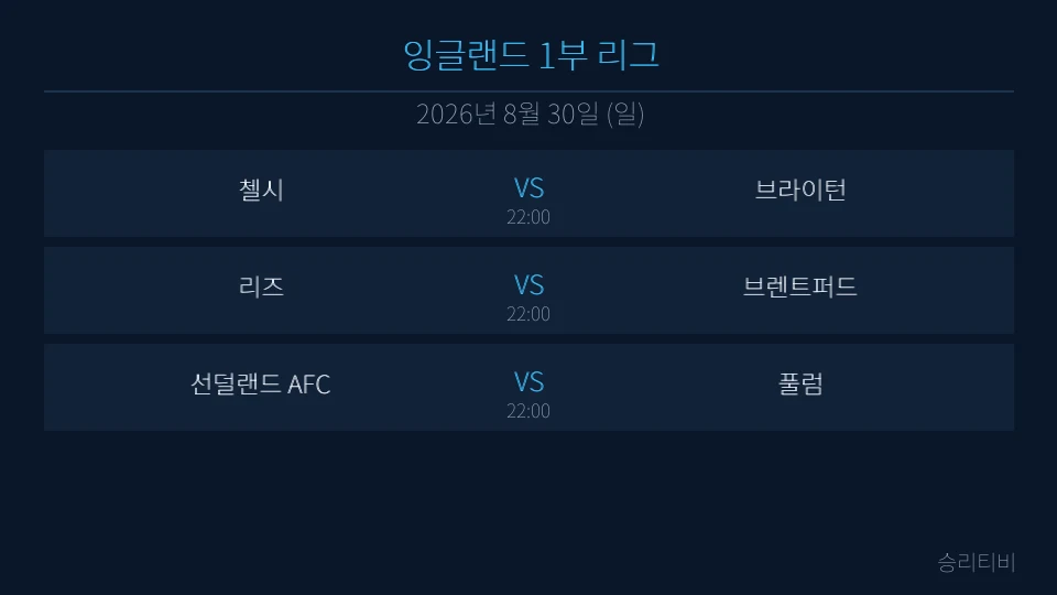 EPL 8월 30일 3경기 분석 대표 이미지