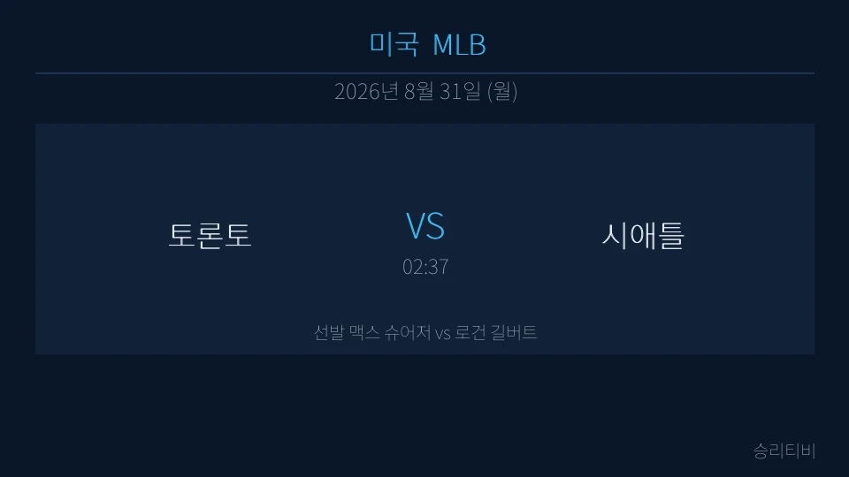MLB 8월 31일 토론토 vs 시애틀 분석 대표 이미지