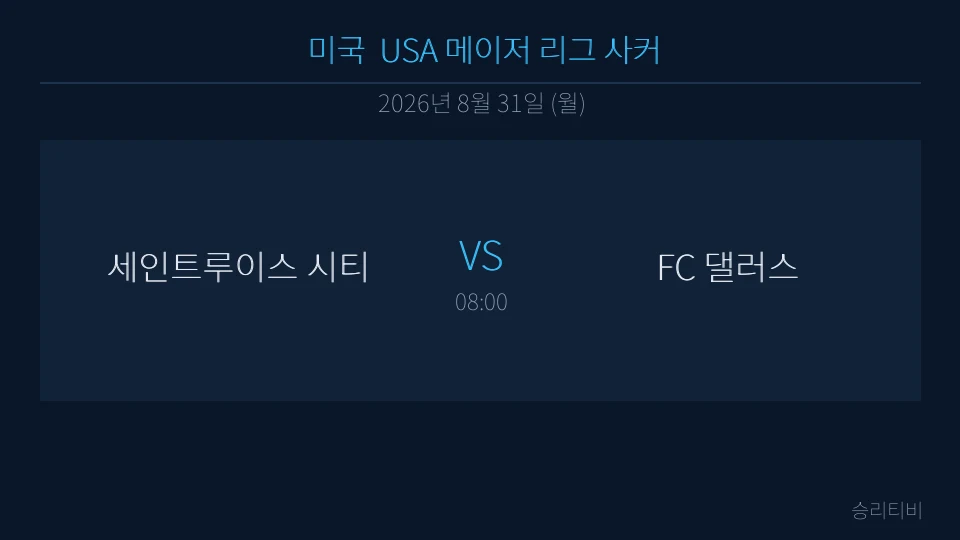 MLS 8월 31일 세인트루이스 시티 vs FC 댈러스 분석 대표 이미지
