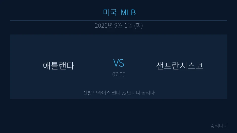 MLB 9월 1일 애틀랜타 vs 샌프란시스코 분석 대표 이미지