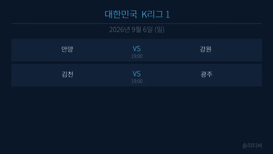 K리그 1 9월 6일 2경기 분석 대표 이미지