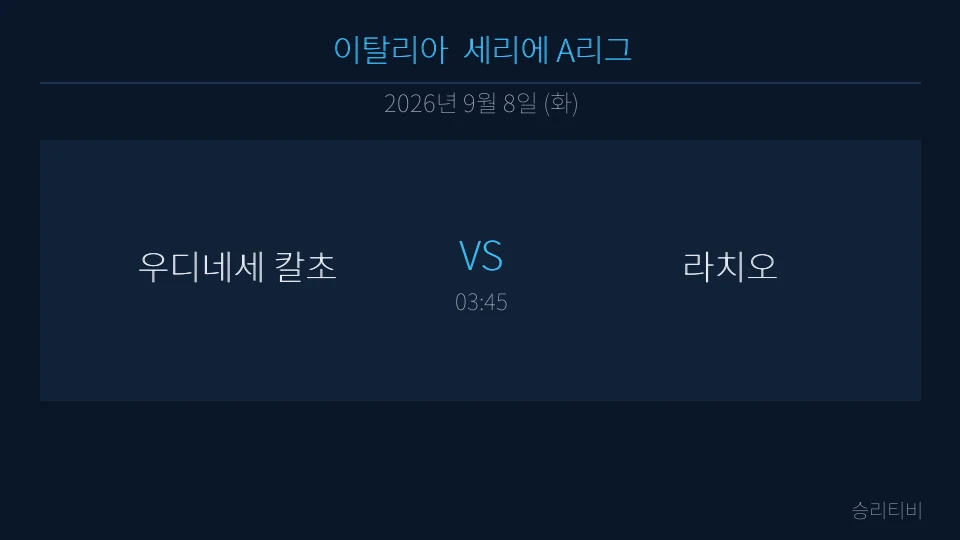 세리에 A 9월 8일 우디네세 칼초 vs  라치오 분석 대표 이미지