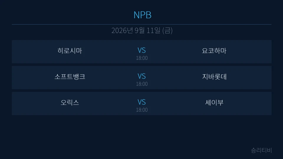 NPB 9월 11일 3경기 분석 대표 이미지