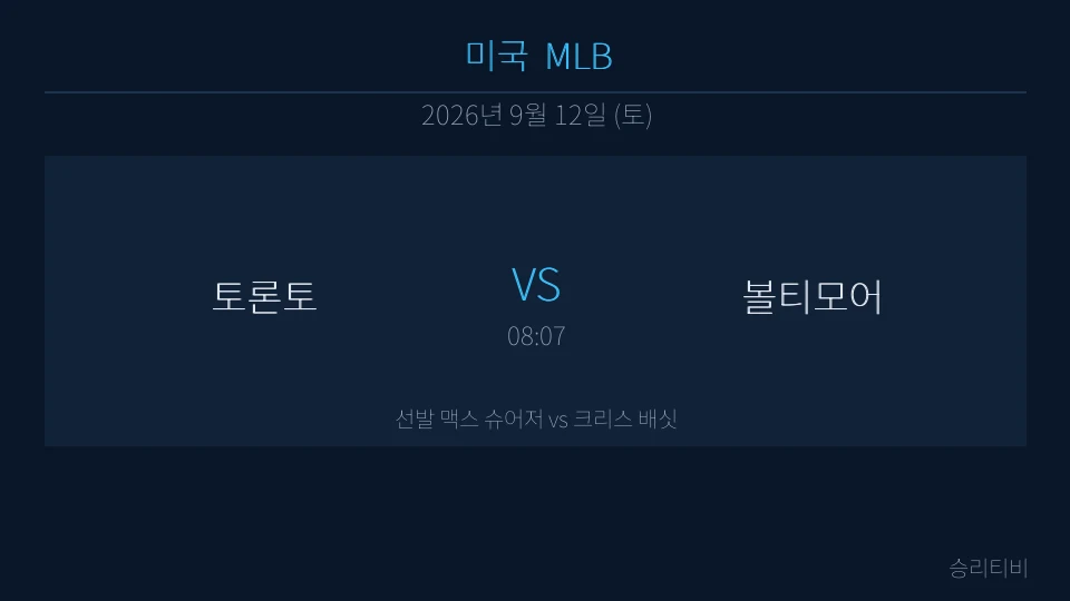 MLB 9월 12일 토론토 vs 볼티모어 분석 대표 이미지