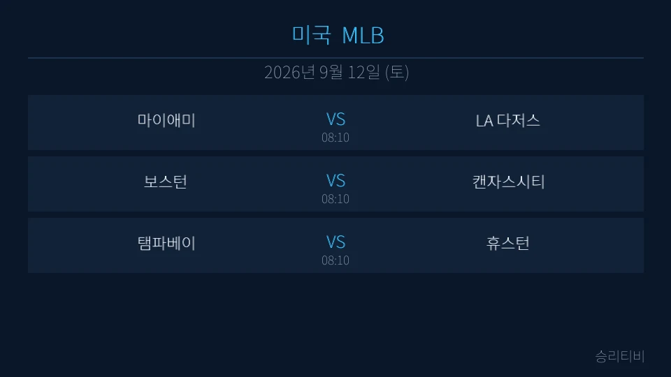 MLB 9월 12일 3경기 분석 대표 이미지