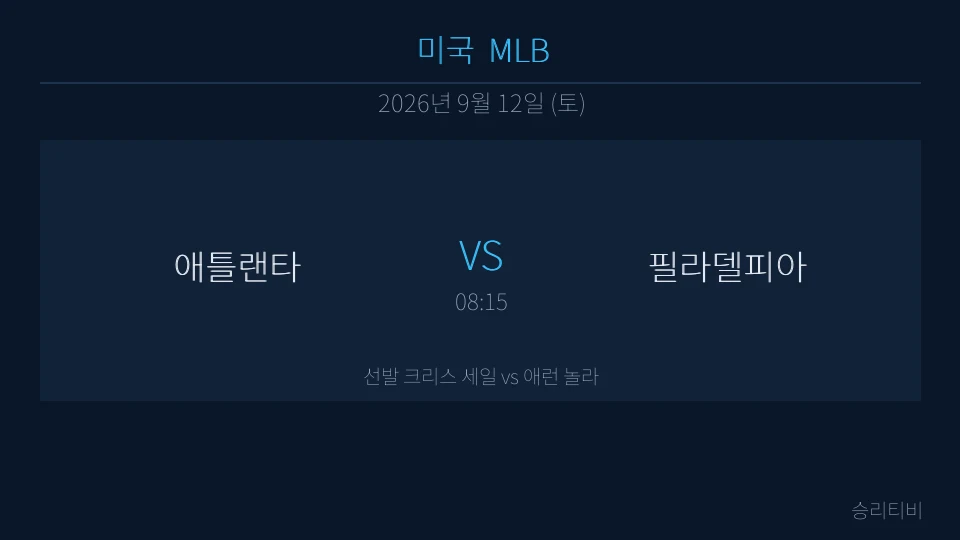 MLB 9월 12일 애틀랜타 vs 필라델피아 분석 대표 이미지