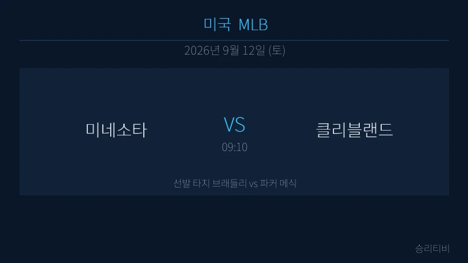 MLB 9월 12일 미네소타 vs 클리블랜드 분석 대표 이미지
