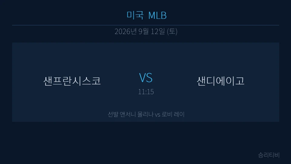 MLB 9월 12일 샌프란시스코 vs 샌디에이고 분석 대표 이미지