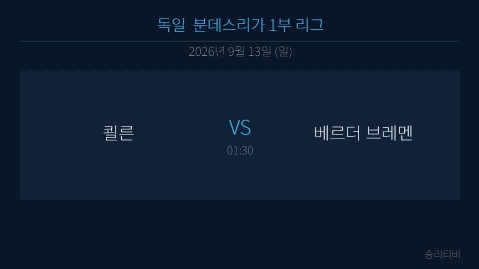 분데스리가 9월 13일 쾰른 vs 베르더 브레멘 분석 대표 이미지