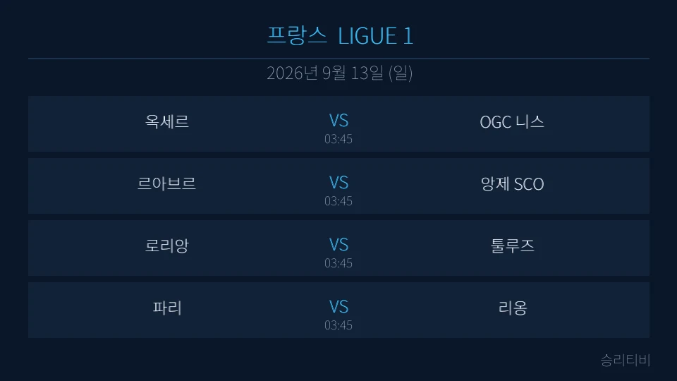 리그앙 9월 13일 4경기 분석 대표 이미지