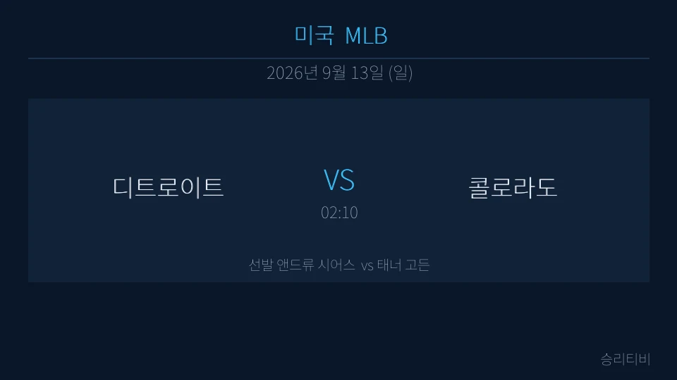 MLB 9월 13일 디트로이트 vs 콜로라도 분석 대표 이미지