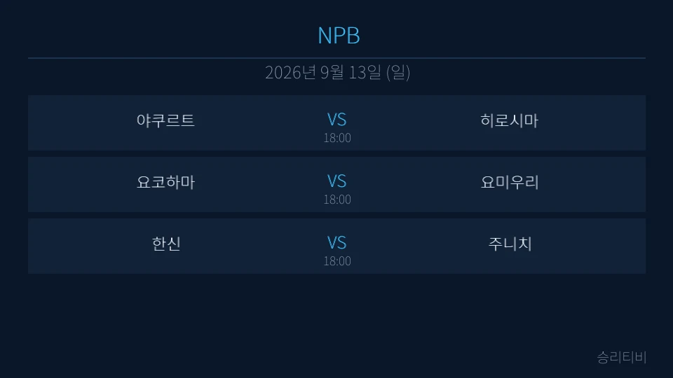 NPB 9월 13일 3경기 분석 대표 이미지